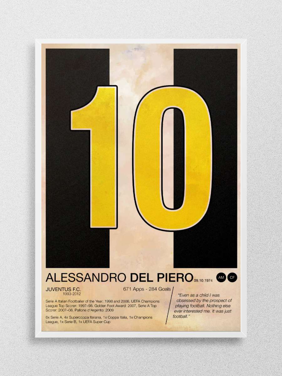 Alessandro Del Piero Futbol Poster Çerçevesiz Yüksek Kalite Futbolcu Duvar Poster