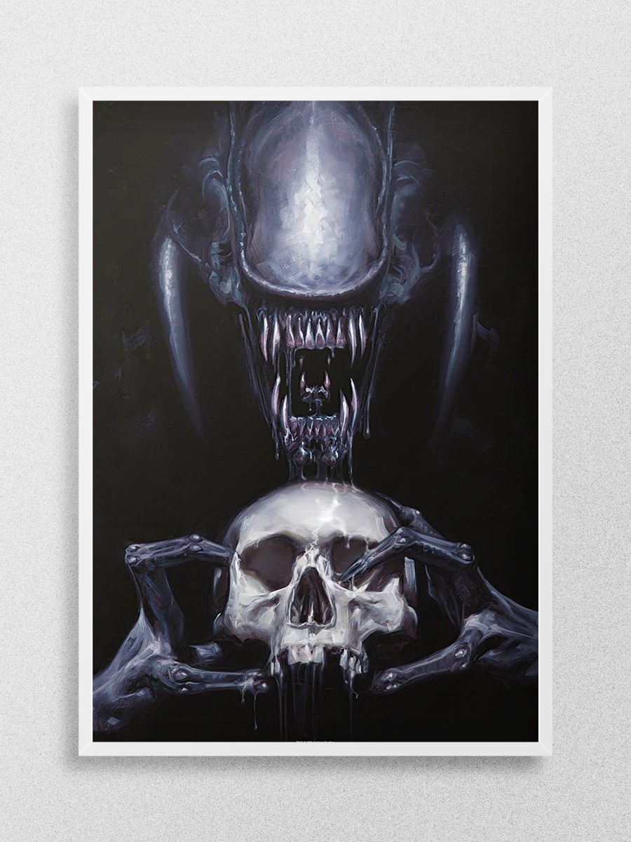 Alien With A Skull Poster, Çerçevesiz Tv Film Poster