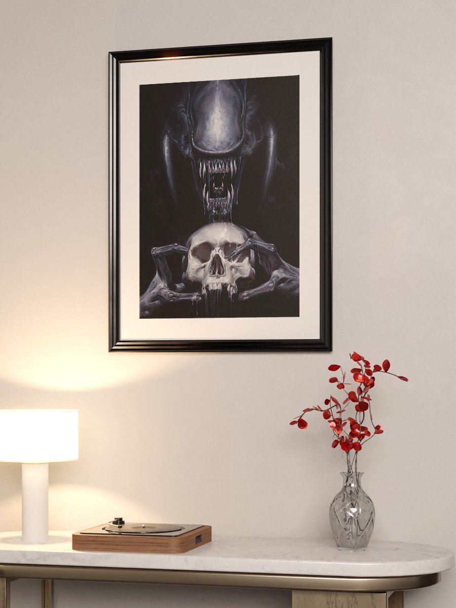 Alien With A Skull Poster, Çerçevesiz Tv Film Poster
