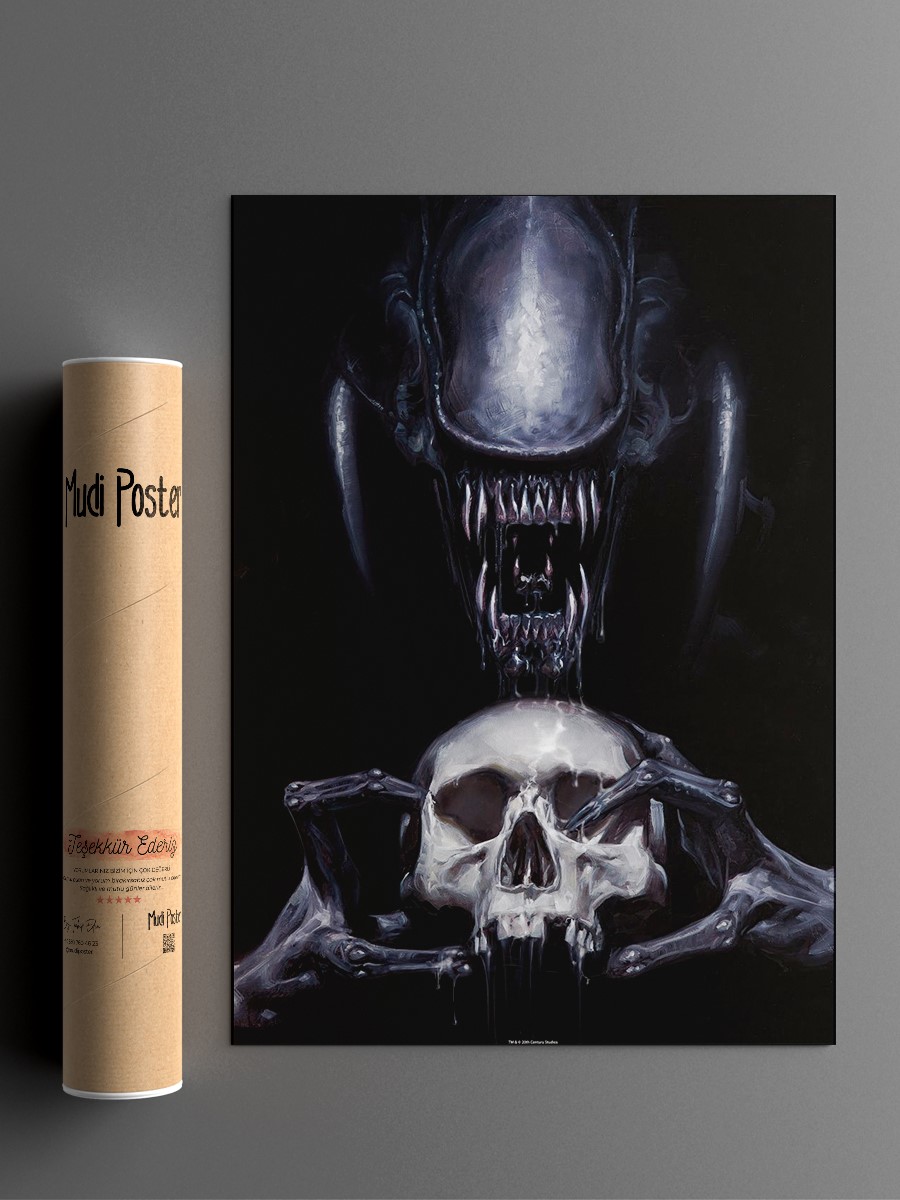 Alien With A Skull Poster, Çerçevesiz Tv Film Poster