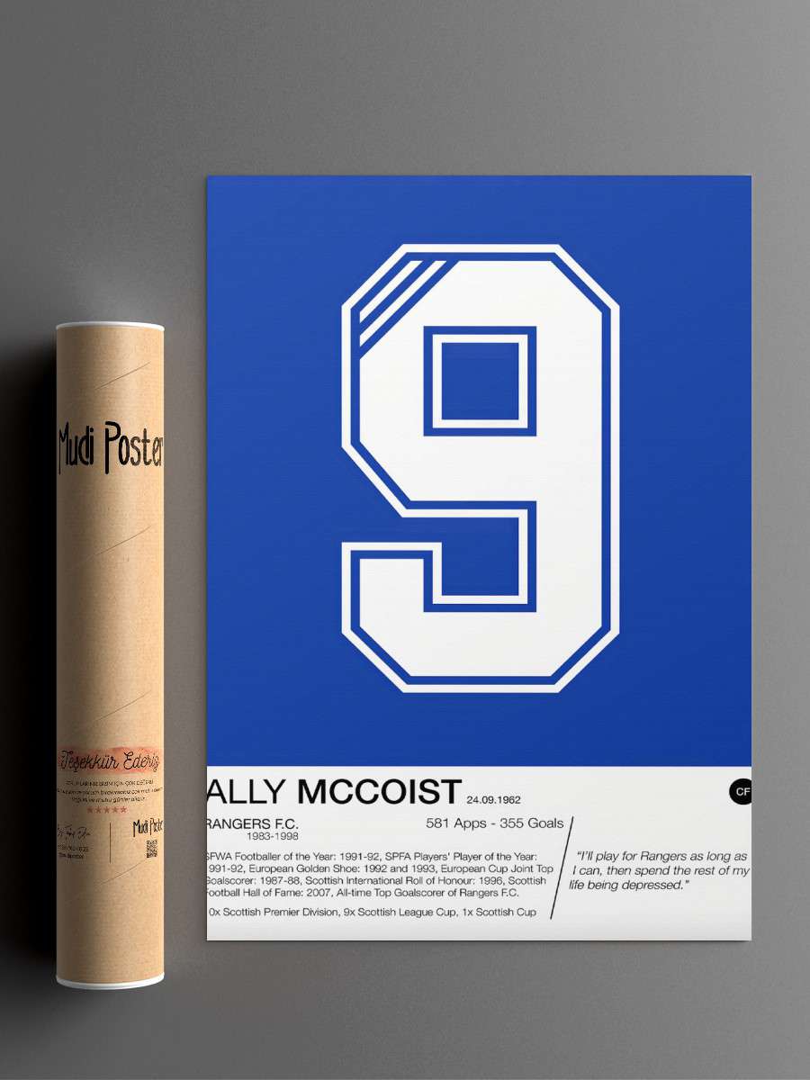 Ally McCoist Futbol Poster Çerçevesiz Yüksek Kalite Futbolcu Duvar Poster