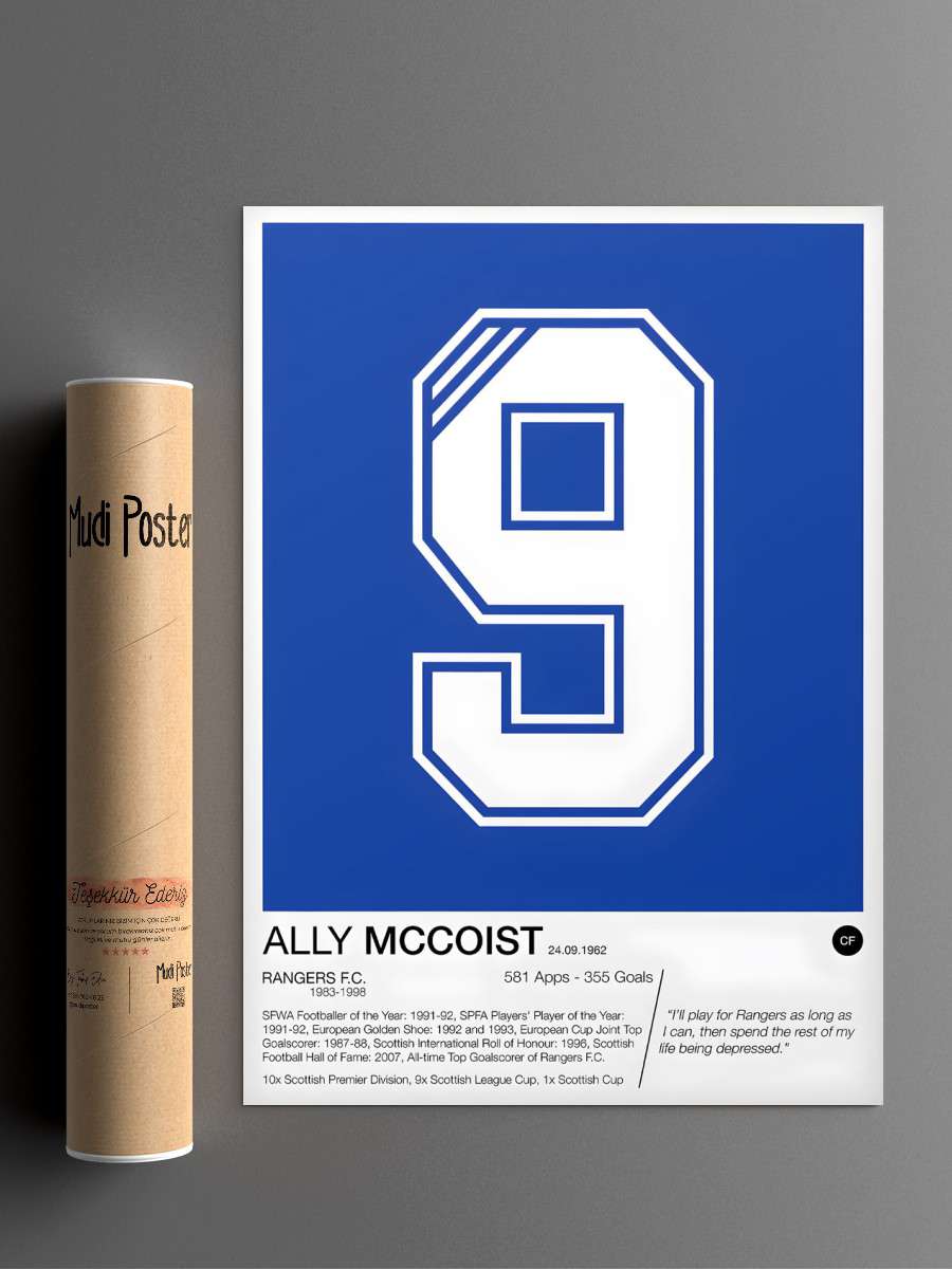 Ally McCoist Futbol Poster Çerçevesiz Yüksek Kalite Futbolcu Duvar Poster