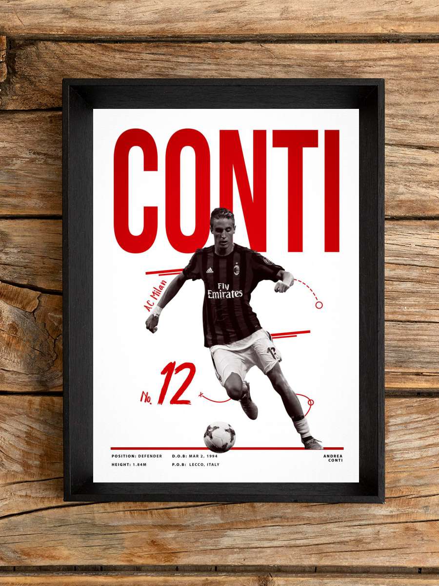 Andrea Conti 12 Player Futbol Poster Çerçevesiz Yüksek Kalite Futbolcu Duvar Poster