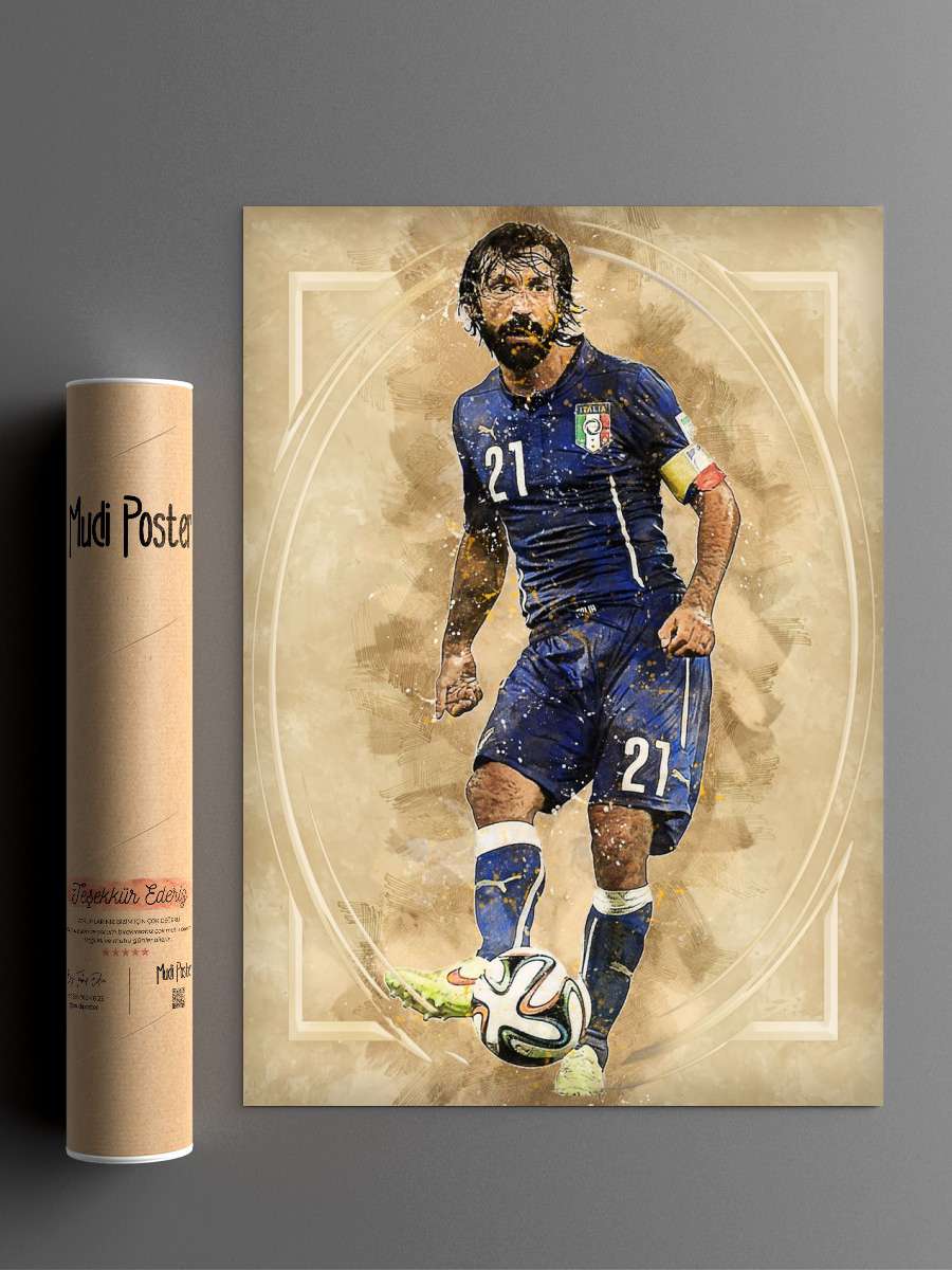 Andrea Pirlo Futbol Poster Çerçevesiz Yüksek Kalite Futbolcu Duvar Poster