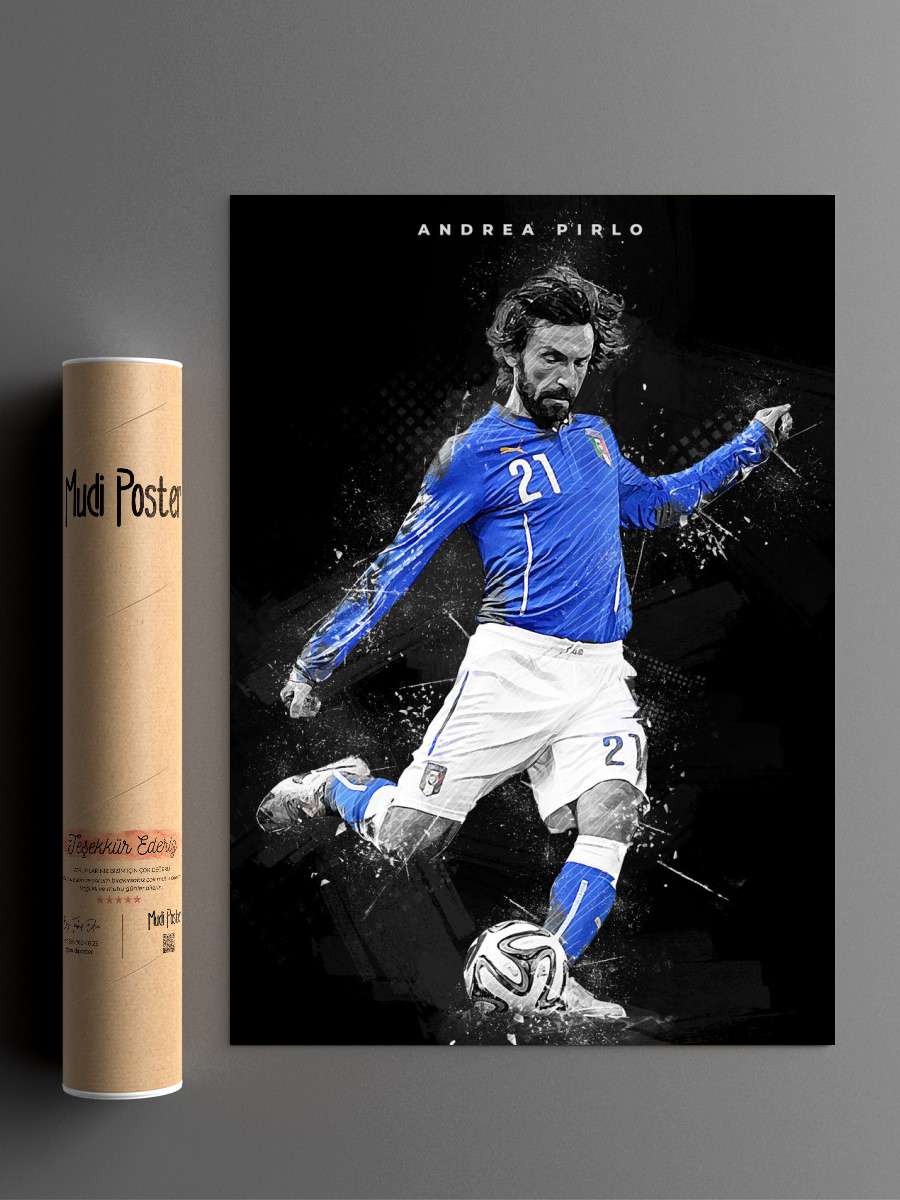 Andrea Pirlo Futbol Poster Çerçevesiz Yüksek Kalite Futbolcu Duvar Poster