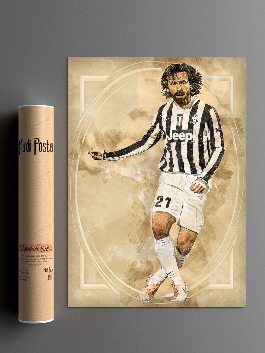 Andrea Pirlo Futbol Poster Çerçevesiz Yüksek Kalite Futbolcu Duvar Poster