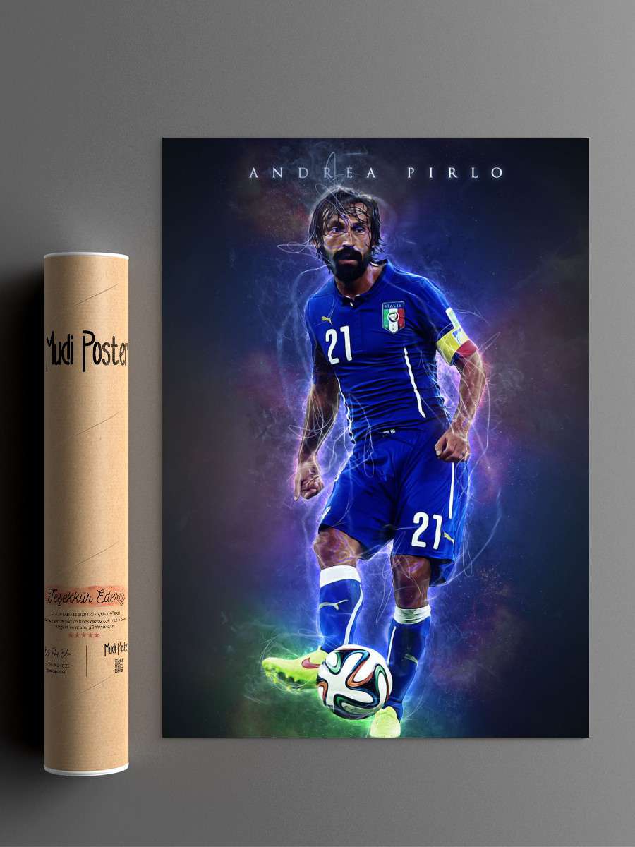 Andrea Pirlo Futbol Poster Çerçevesiz Yüksek Kalite Futbolcu Duvar Poster