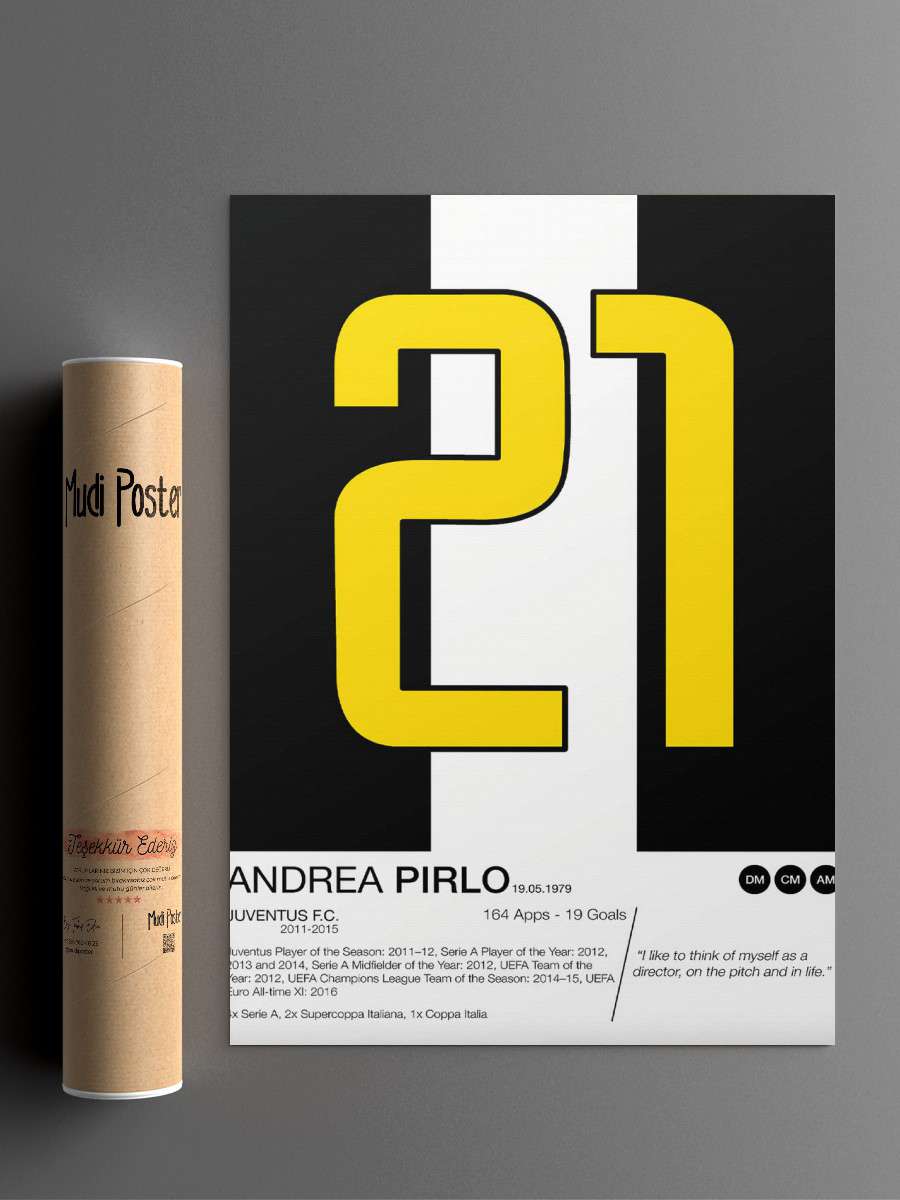 Andrea Pirlo Futbol Poster Çerçevesiz Yüksek Kalite Futbolcu Duvar Poster