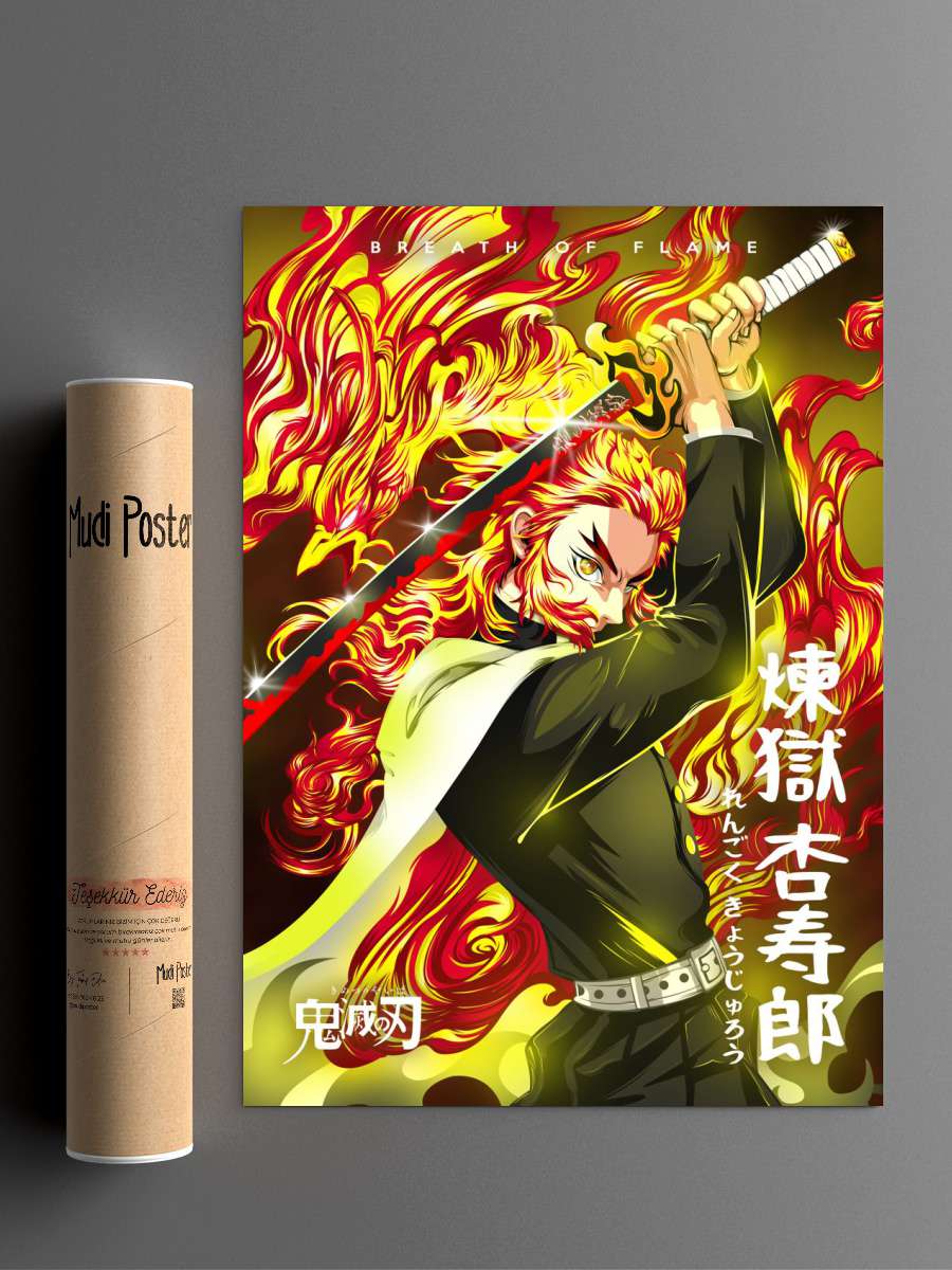 Anime Demon Slayer Rengoku Anime Poster Çerçevesiz Yüksek Kalite Anime Duvar Poster