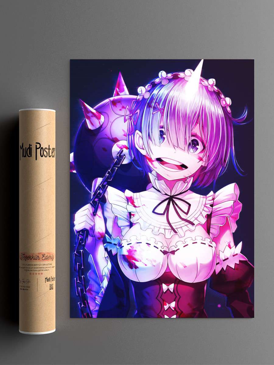 Anime ReZero Rem Anime Poster Çerçevesiz Yüksek Kalite Anime Duvar Poster