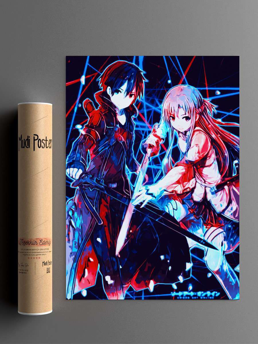 Anime SAO Kirito X Asuna Anime Poster Çerçevesiz Yüksek Kalite Anime Duvar Poster