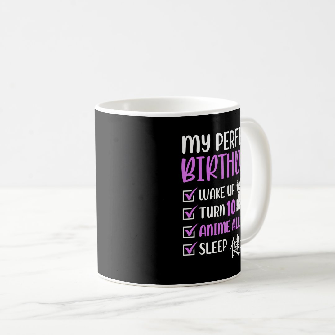 10 Year Old Anime Birthday Party 10th Boy Girl Ten Coffee Mug Anime Kupa Bardak Modern Anime Baskılı Kupa