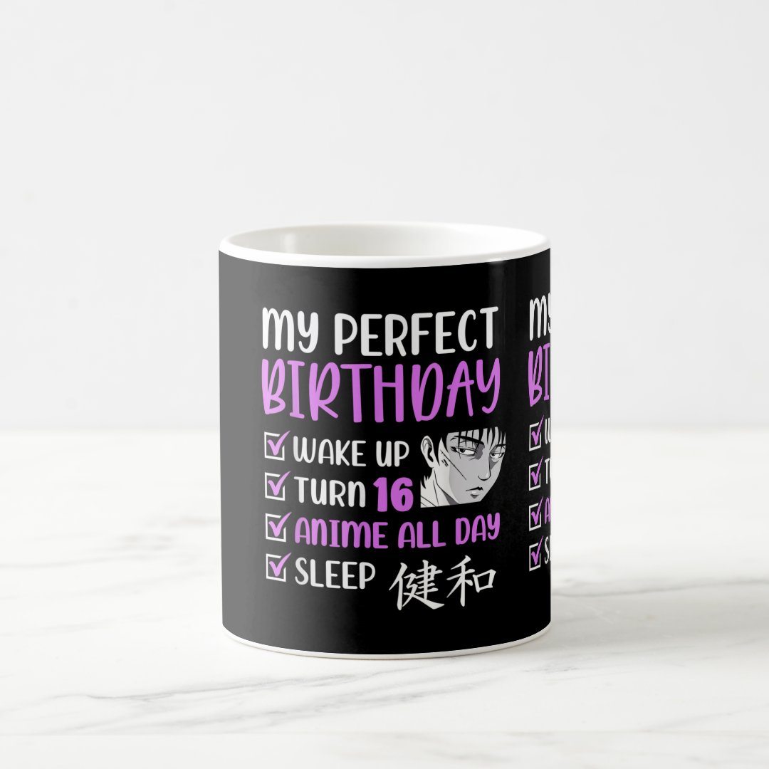 16 Year Old Anime Birthday Party 16th Boy Girl Six Coffee Mug Anime Kupa Bardak Modern Anime Baskılı Kupa
