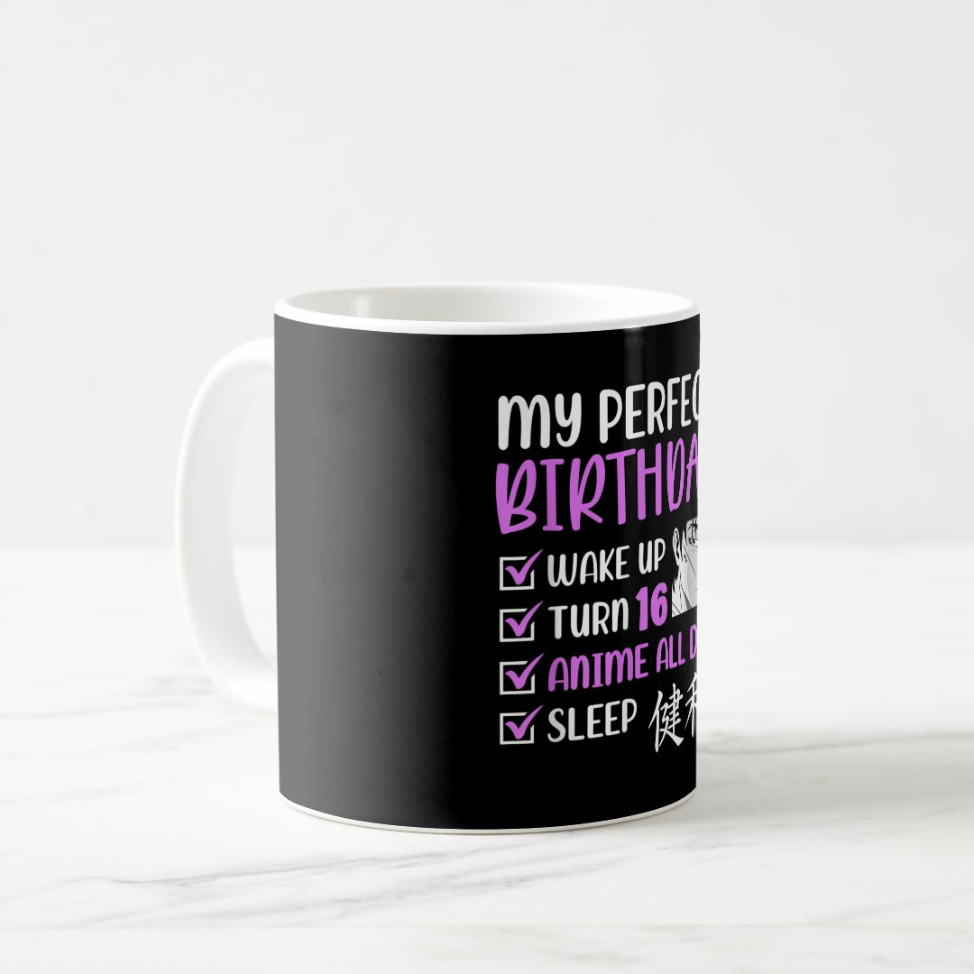 16 Year Old Anime Birthday Party 16th Boy Girl Six Coffee Mug Anime Kupa Bardak Modern Anime Baskılı Kupa