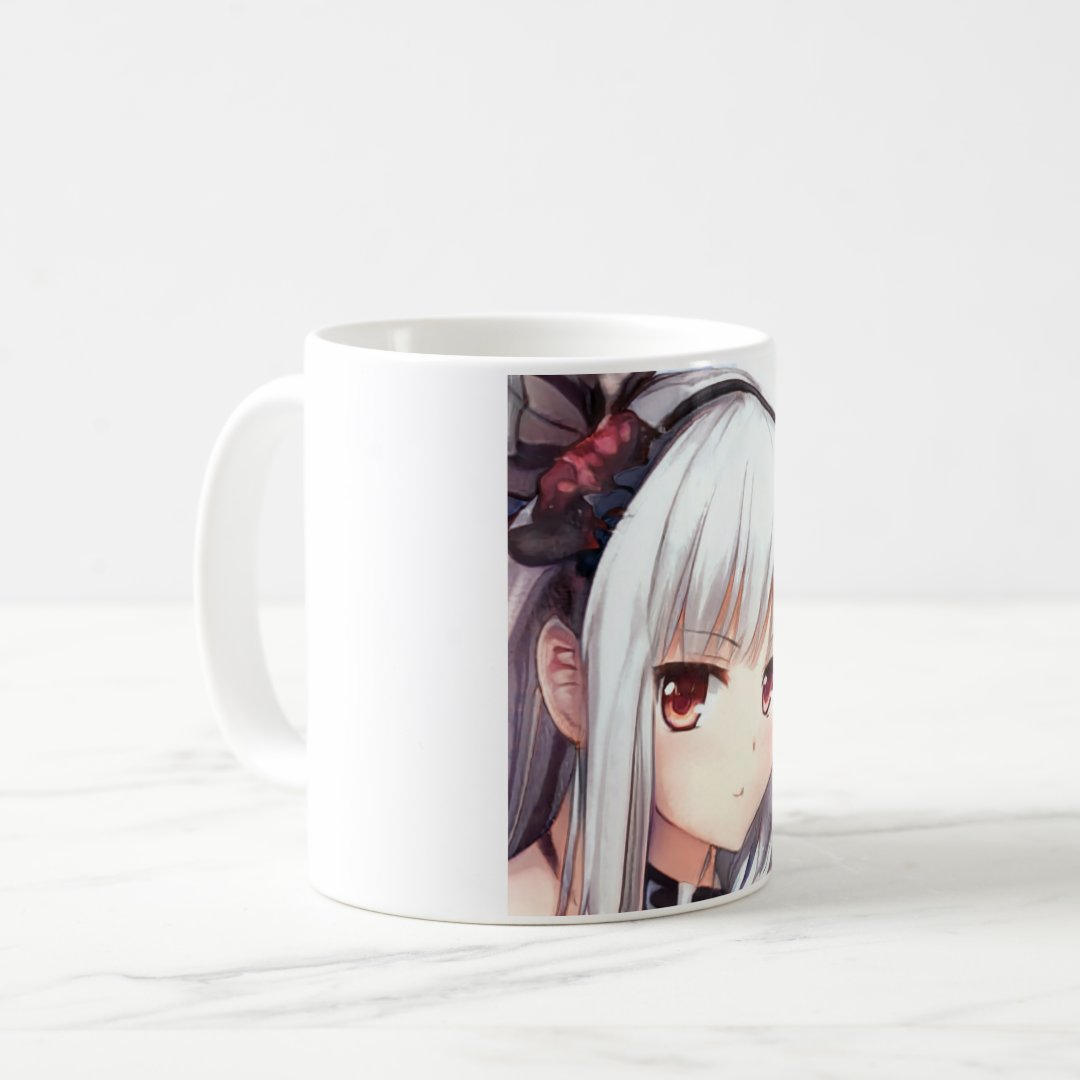 Anime annoyed silver-haired girl with garnet eyes coffee mug Anime Kupa Bardak Modern Anime Baskılı Kupa