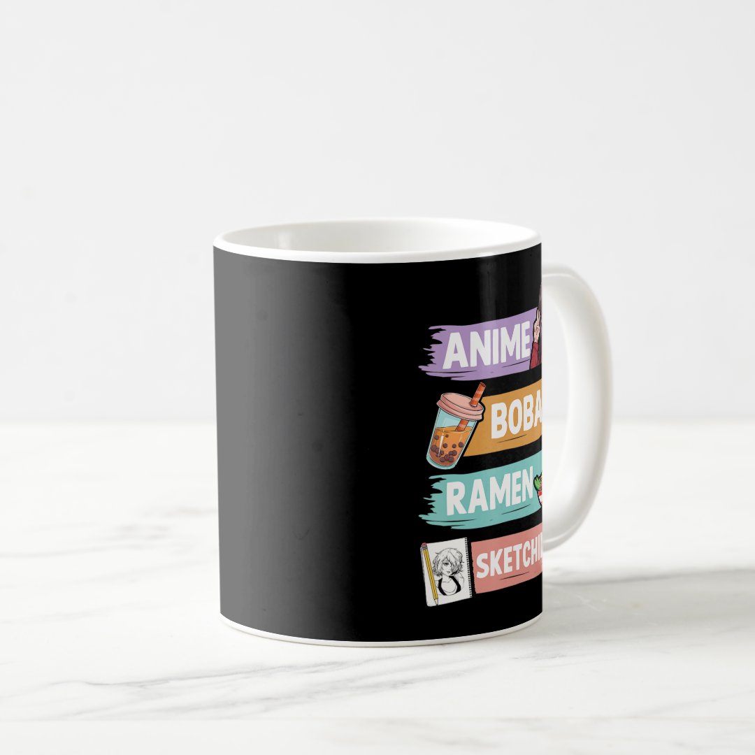 Anime Boba Ramen Sketching Otaku Kawaii Anime Girl Coffee Mug Anime Kupa Bardak Modern Anime Baskılı Kupa