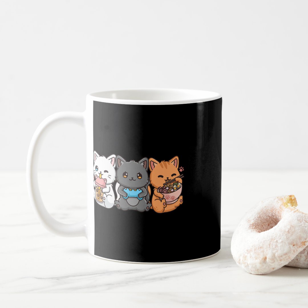 Anime Boba Tea Bubble Tea Gaming Gamer Ramen Cat  Coffee Mug Anime Kupa Bardak Modern Anime Baskılı Kupa - En İyi Fiyatlarla