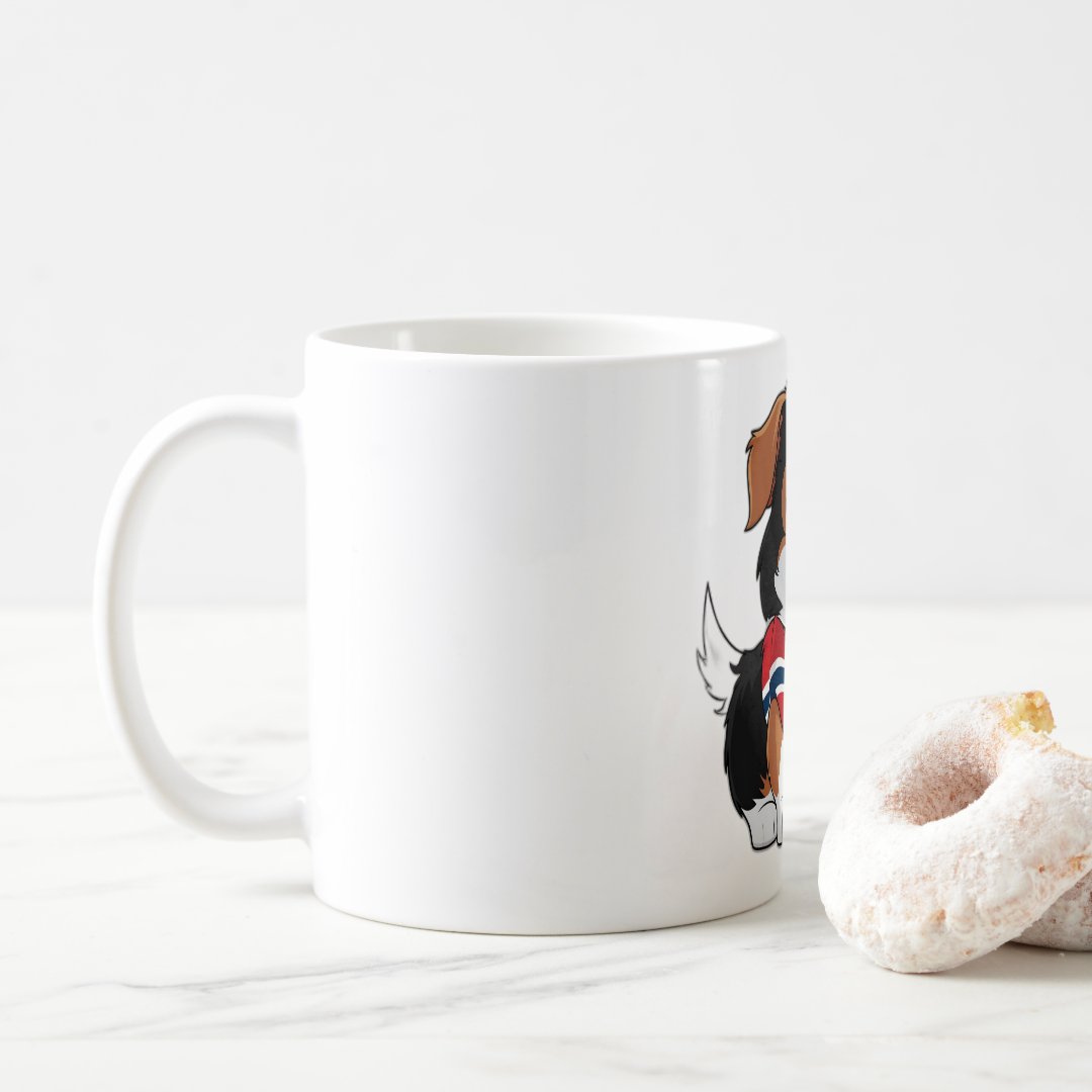 Anime Border Collie with Norway Flag Coffee Mug Anime Kupa Bardak Modern Anime Baskılı Kupa