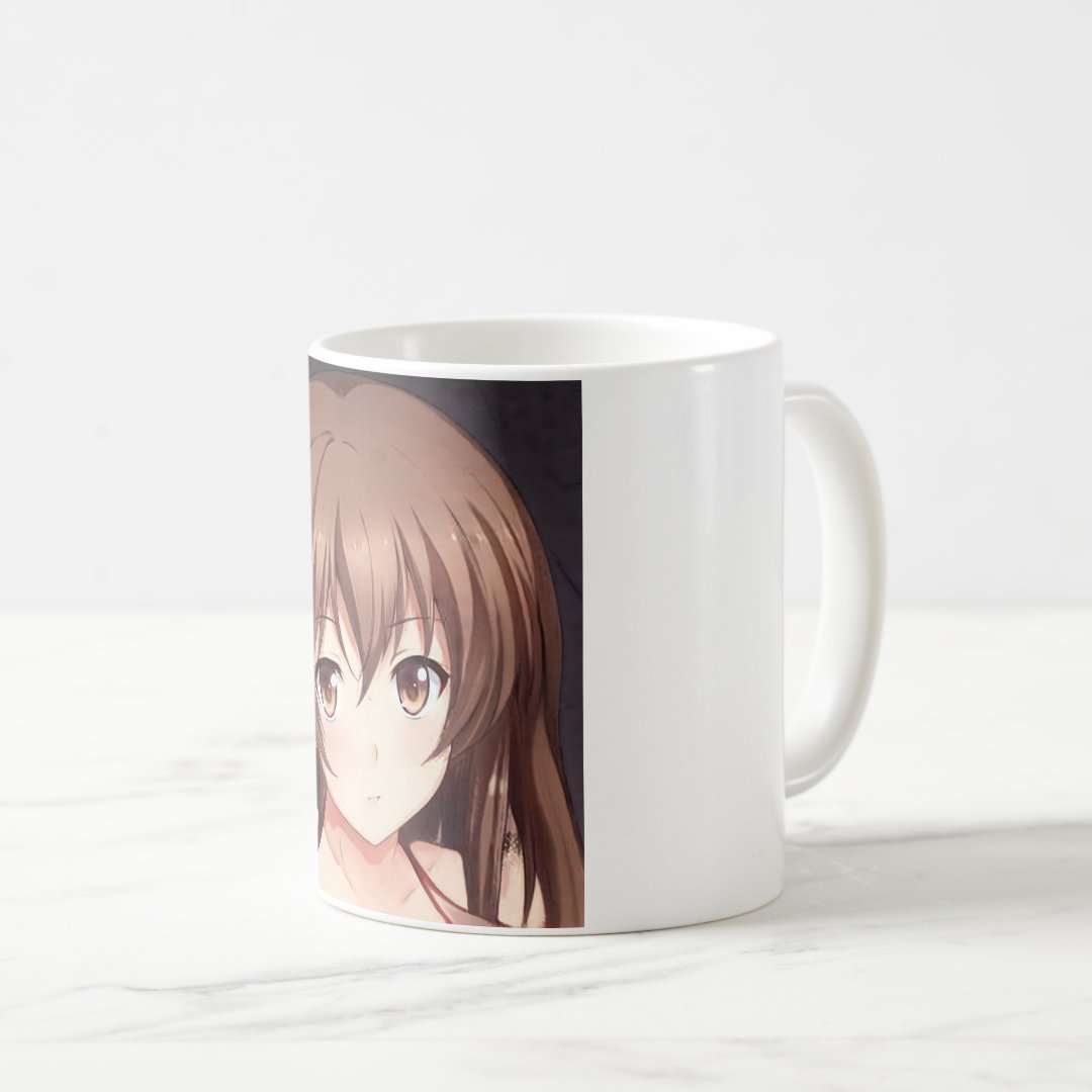 Anime brown-haired girl brown eyes coffee mug Anime Kupa Bardak Modern Anime Baskılı Kupa