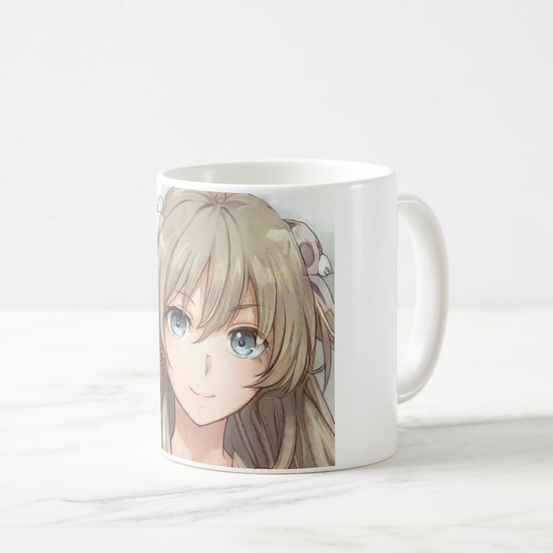 Anime brown-haired girl with blue eyes  coffee mug Anime Kupa Bardak Modern Anime Baskılı Kupa