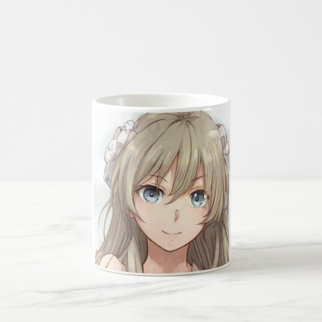 Anime brown-haired girl with blue eyes  coffee mug Anime Kupa Bardak Modern Anime Baskılı Kupa
