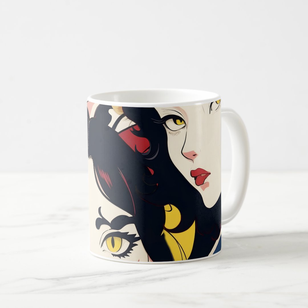 Anime Cat Girls Pattern Coffee Mug Anime Kupa Bardak Modern Anime Baskılı Kupa