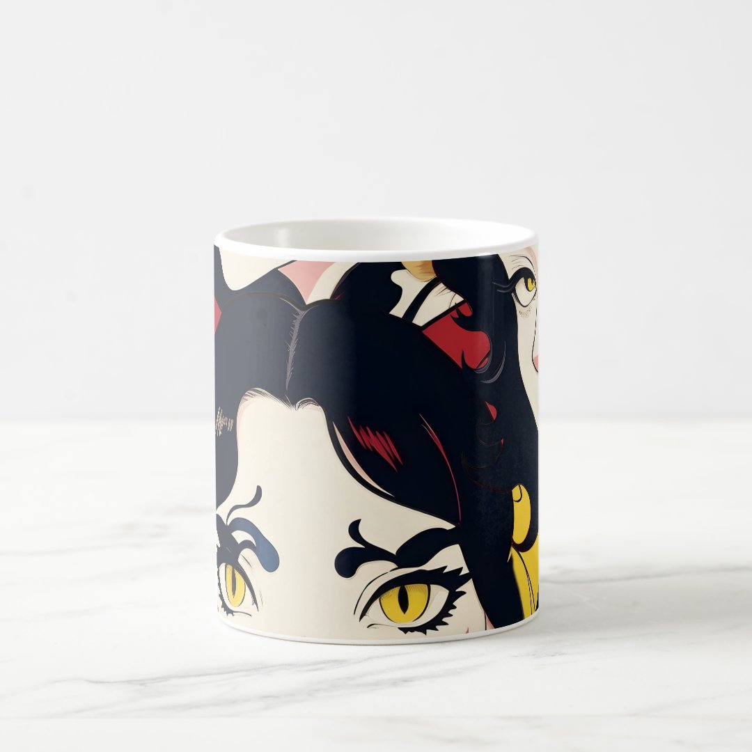 Anime Cat Girls Pattern Coffee Mug Anime Kupa Bardak Modern Anime Baskılı Kupa