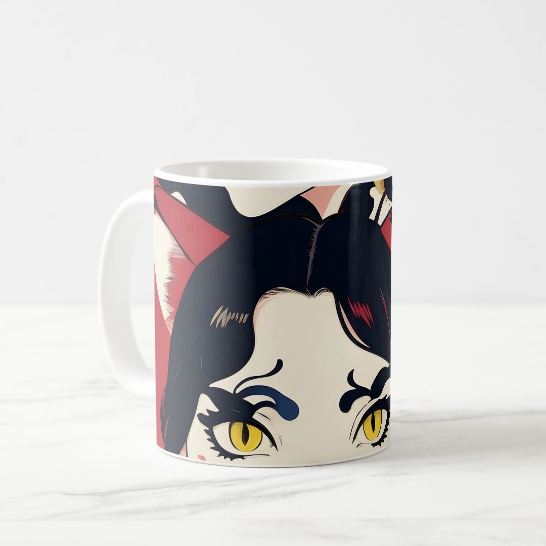 Anime Cat Girls Pattern Coffee Mug Anime Kupa Bardak Modern Anime Baskılı Kupa