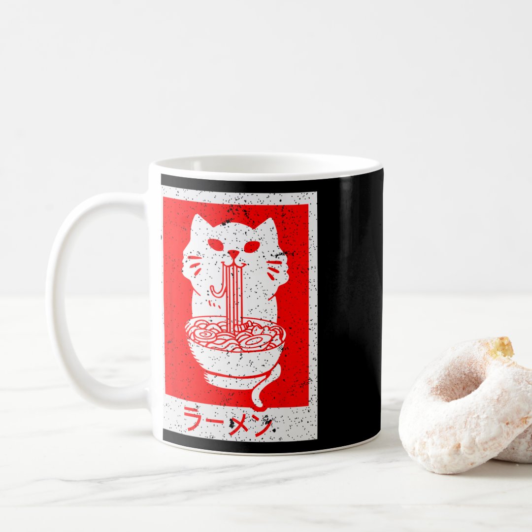 Anime Cat Ramen Kawaii Neko Noodles  Coffee Mug Anime Kupa Bardak Modern Anime Baskılı Kupa