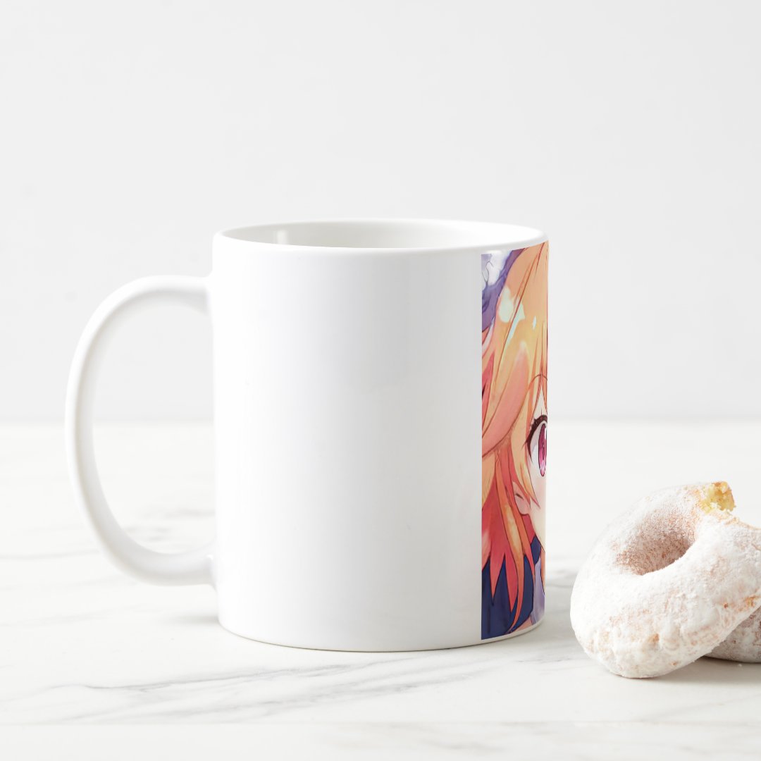 Anime ginger-haired girl plum eyes coffee mug Anime Kupa Bardak Modern Anime Baskılı Kupa