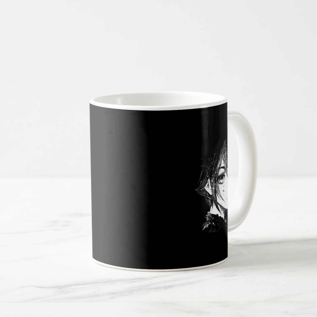 Anime Girl Anime Eyes Ink Art Sketch Drawing for G Coffee Mug Anime Kupa Bardak Modern Anime Baskılı Kupa