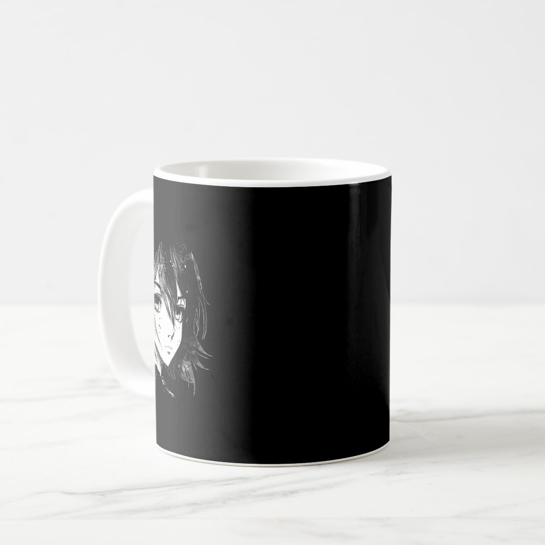 Anime Girl Anime Eyes Ink Art Sketch Drawing for G Coffee Mug Anime Kupa Bardak Modern Anime Baskılı Kupa
