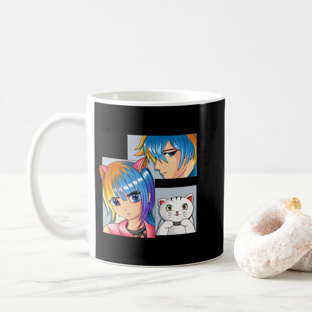 Anime Girl Cat Otaku Anime Merch Kawaii Stuff  Coffee Mug Anime Kupa Bardak Modern Anime Baskılı Kupa