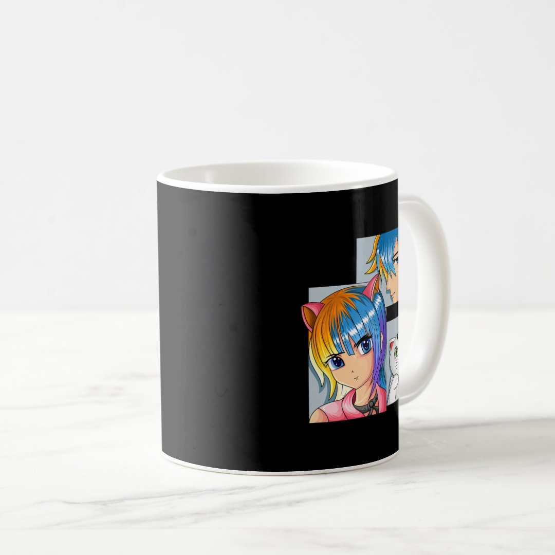 Anime Girl Cat Otaku Anime Merch Kawaii Stuff  Coffee Mug Anime Kupa Bardak Modern Anime Baskılı Kupa