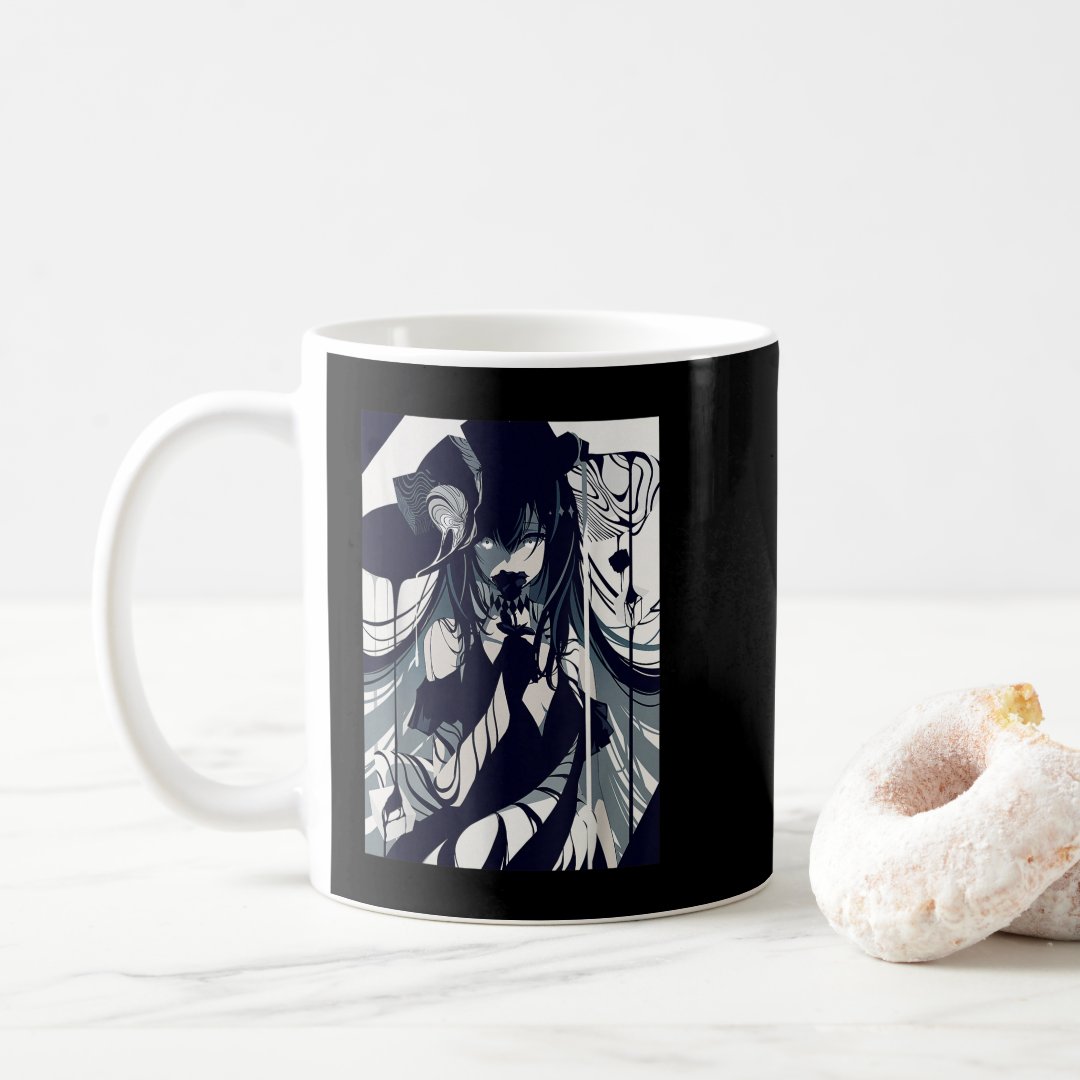 Anime Girl Gothic Aesthetic Waifu Grunge Horror Ma Coffee Mug Anime Kupa Bardak Modern Anime Baskılı Kupa