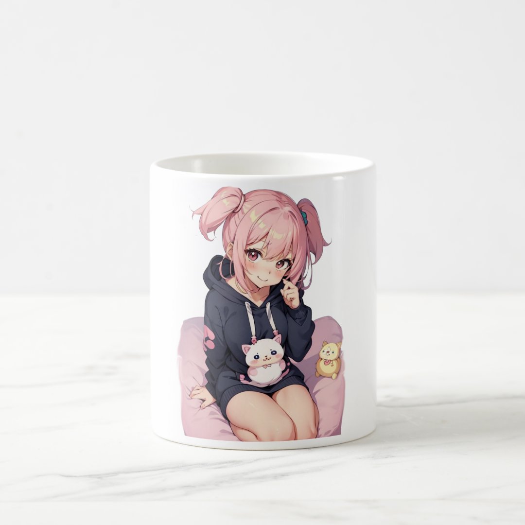 anime girl in a kitty hoodie coffee mug Anime Kupa Bardak Modern Anime Baskılı Kupa