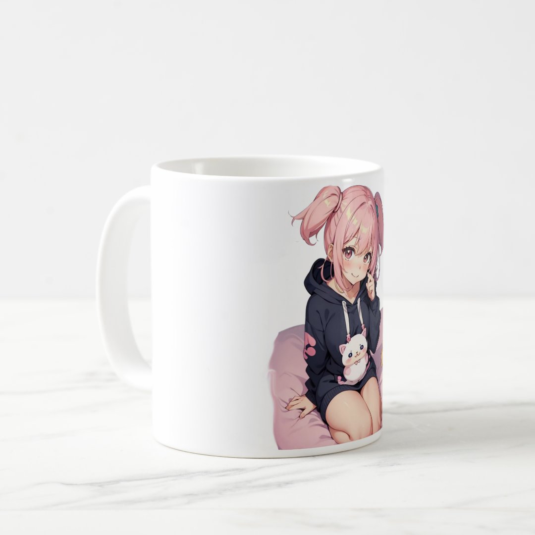 anime girl in a kitty hoodie coffee mug Anime Kupa Bardak Modern Anime Baskılı Kupa