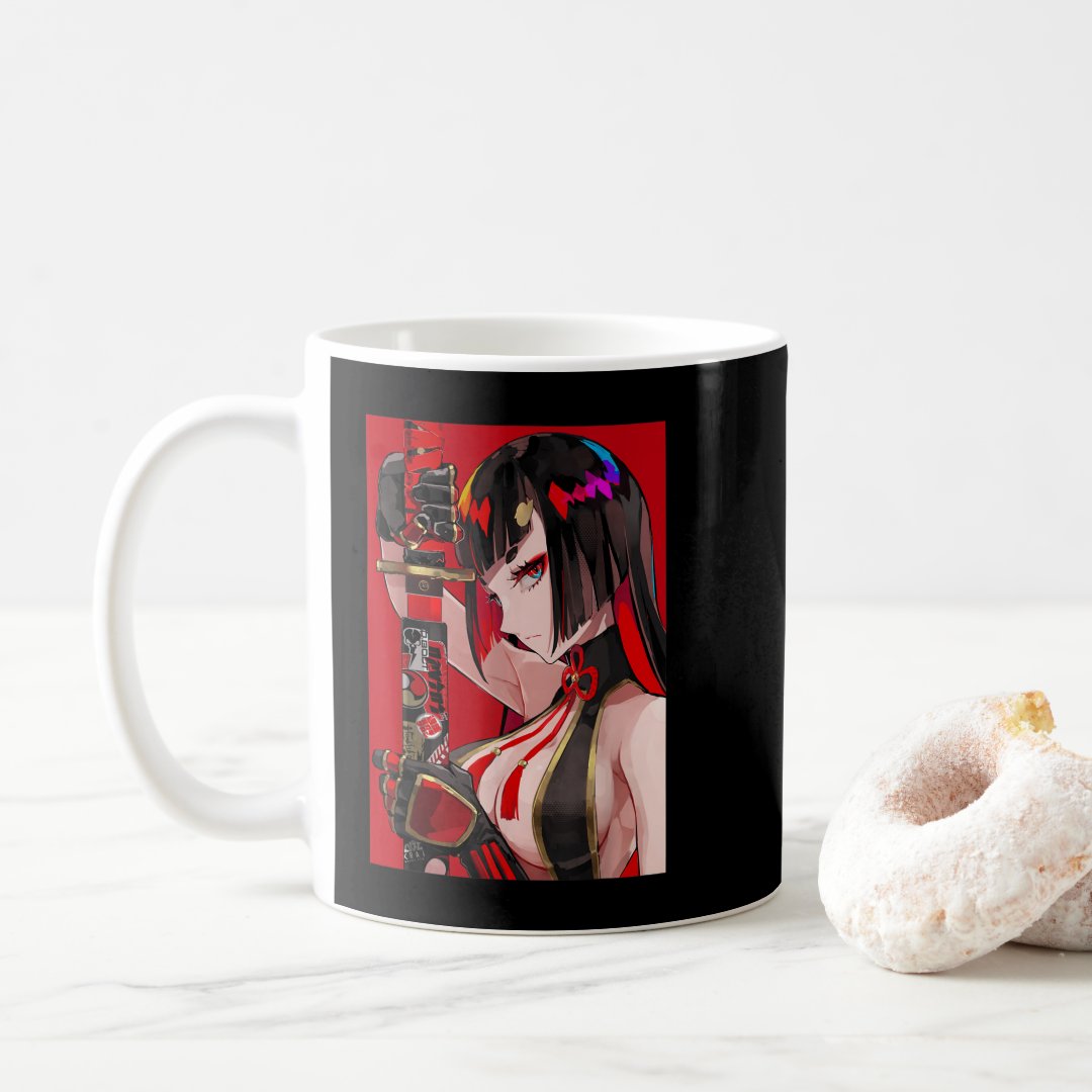 Anime Girl Samurai Waifu Japanese Aesthetic Otaku  Coffee Mug Anime Kupa Bardak Modern Anime Baskılı Kupa