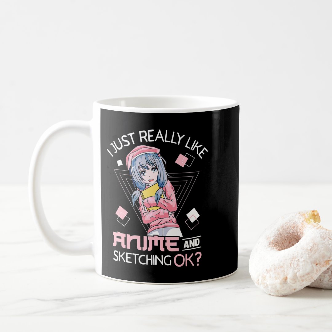Anime Girl Waifu Who Loves Anime Ramen And Sketchi Coffee Mug Anime Kupa Bardak Modern Anime Baskılı Kupa