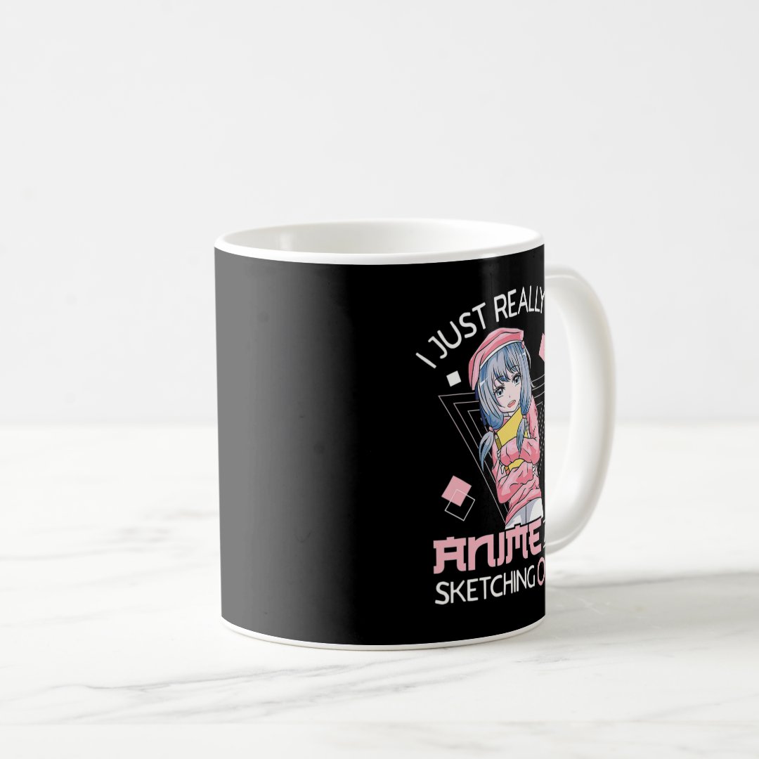 Anime Girl Waifu Who Loves Anime Ramen And Sketchi Coffee Mug Anime Kupa Bardak Modern Anime Baskılı Kupa