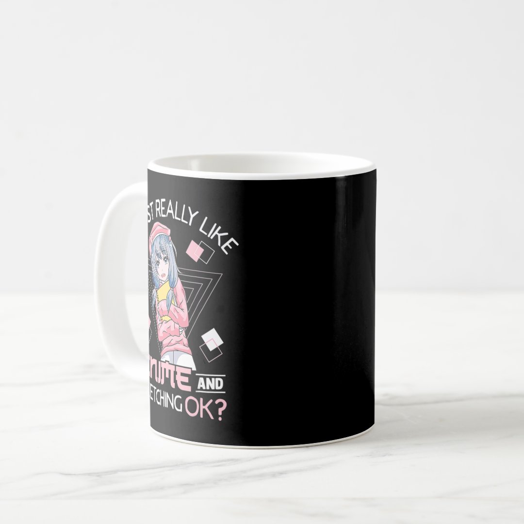 Anime Girl Waifu Who Loves Anime Ramen And Sketchi Coffee Mug Anime Kupa Bardak Modern Anime Baskılı Kupa