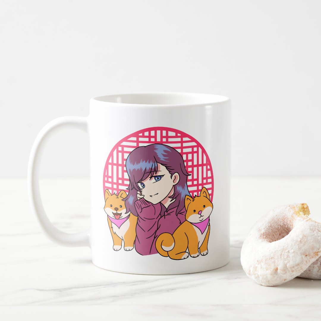 Anime Girl with Dogs Coffee Mug Anime Kupa Bardak Modern Anime Baskılı Kupa - En İyi Fiyatlarla
