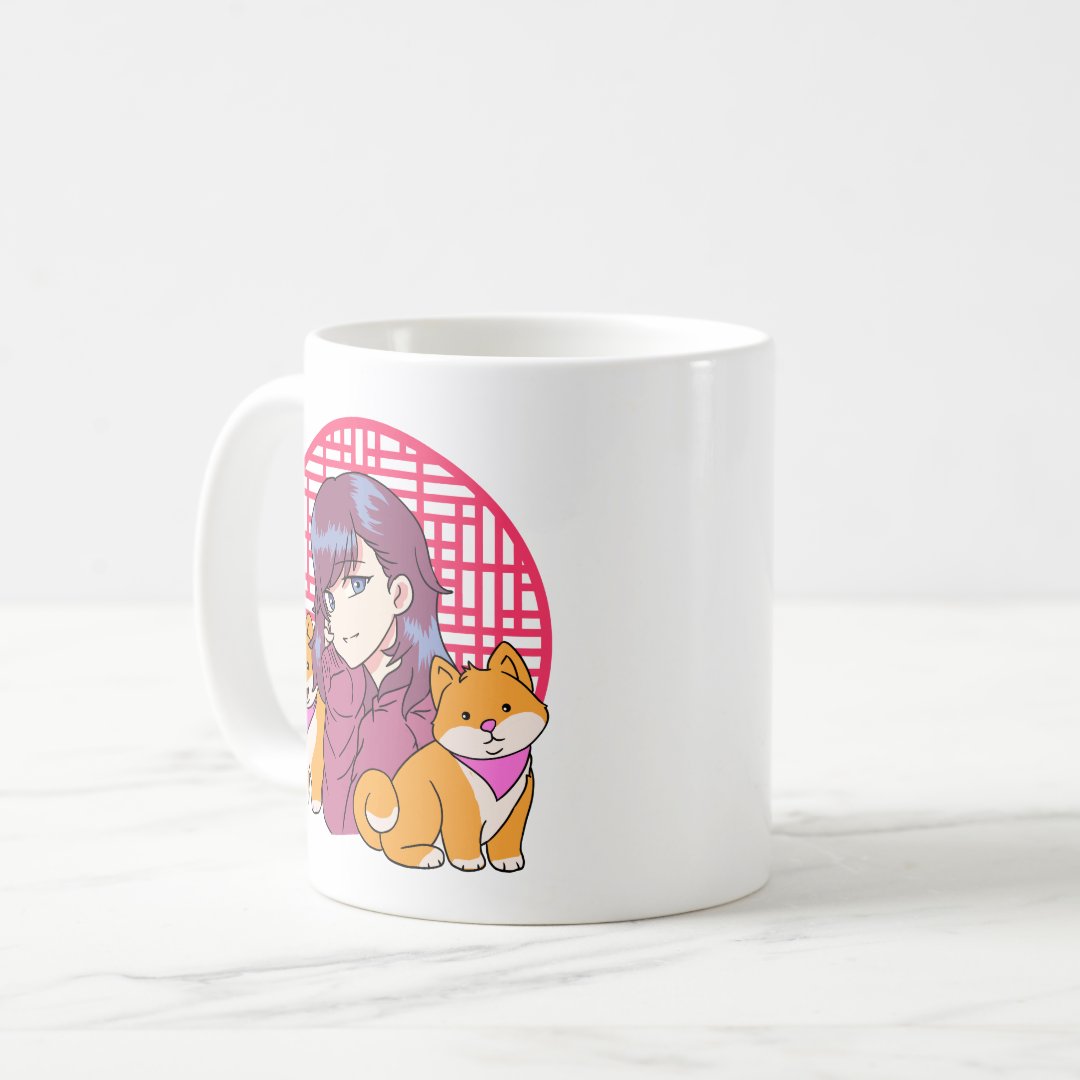 Anime Girl with Dogs Coffee Mug Anime Kupa Bardak Modern Anime Baskılı Kupa