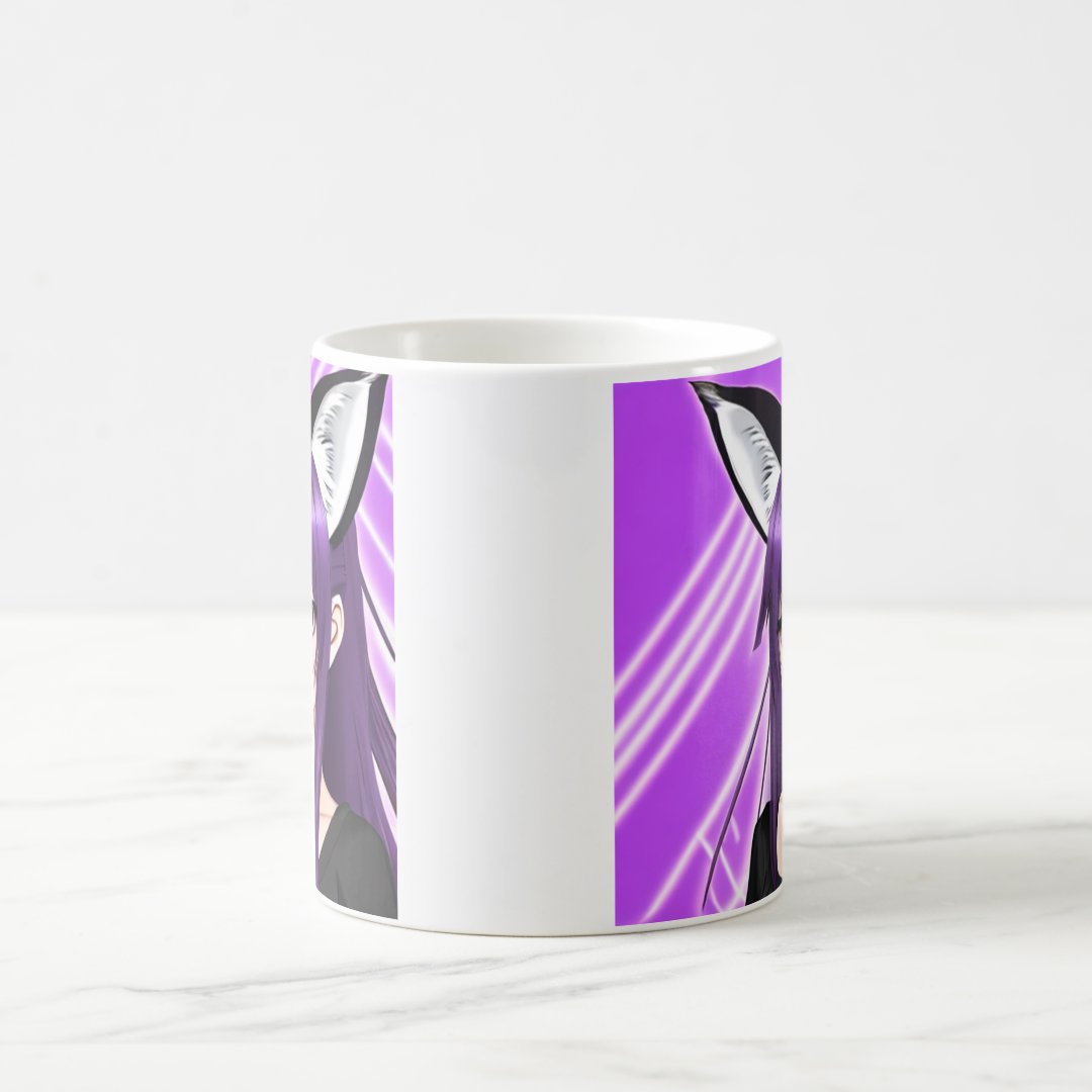 Anime Girl with Purple Hair and Eyes Coffee Mug Anime Kupa Bardak Modern Anime Baskılı Kupa