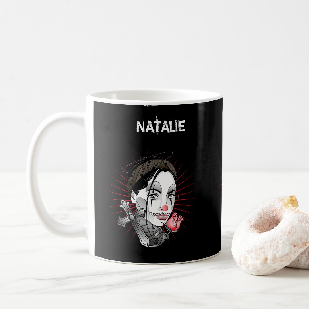 Anime Gothic style girl and rose  Coffee Mug Anime Kupa Bardak Modern Anime Baskılı Kupa