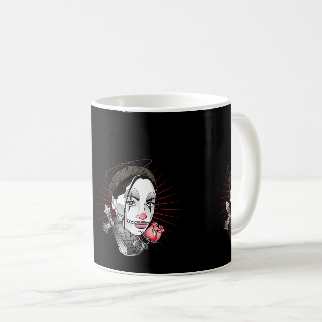 Anime Gothic style girl and rose  Coffee Mug Anime Kupa Bardak Modern Anime Baskılı Kupa