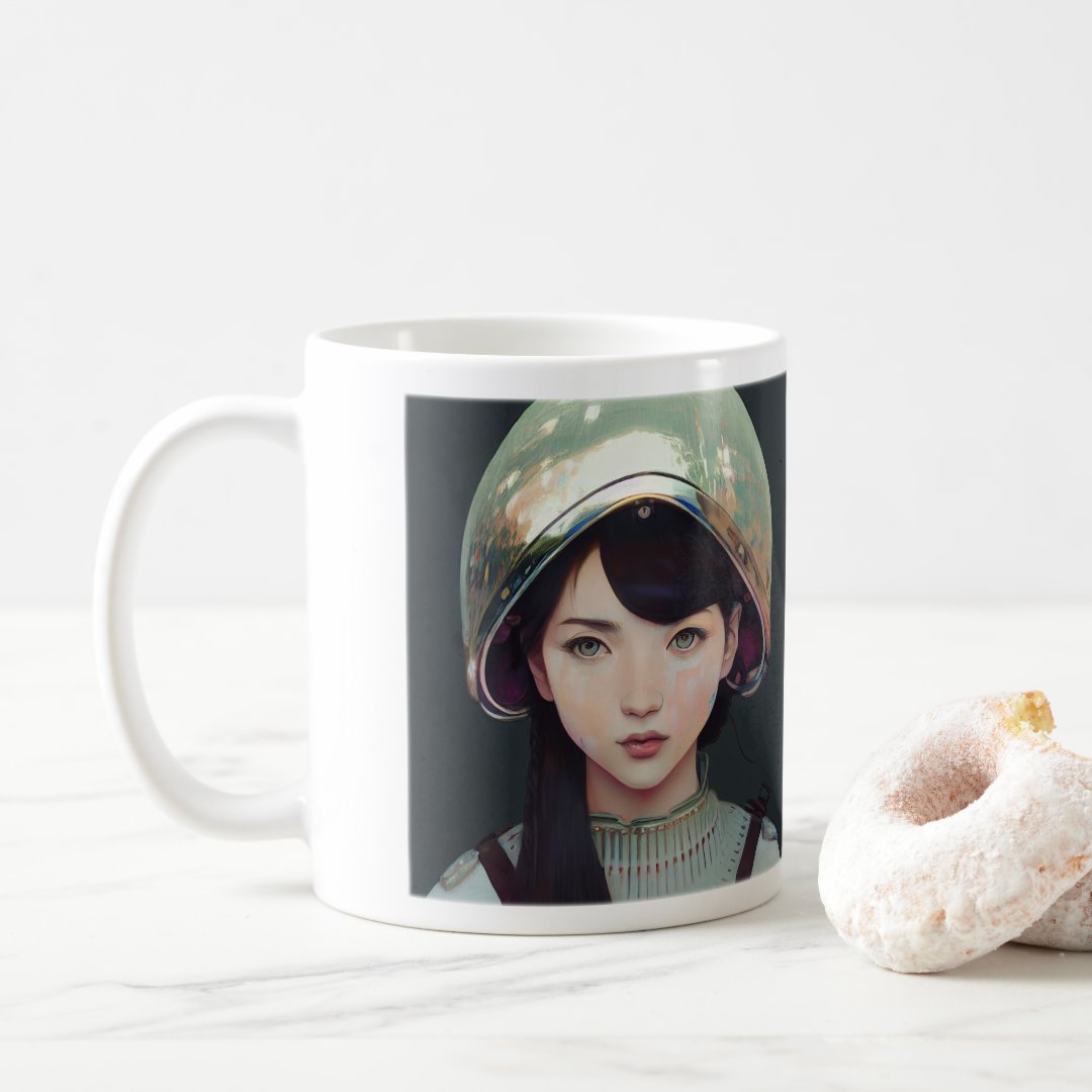 Anime Helmet Girl Classic Mug, 11 oz  Coffee Mug Anime Kupa Bardak Modern Anime Baskılı Kupa