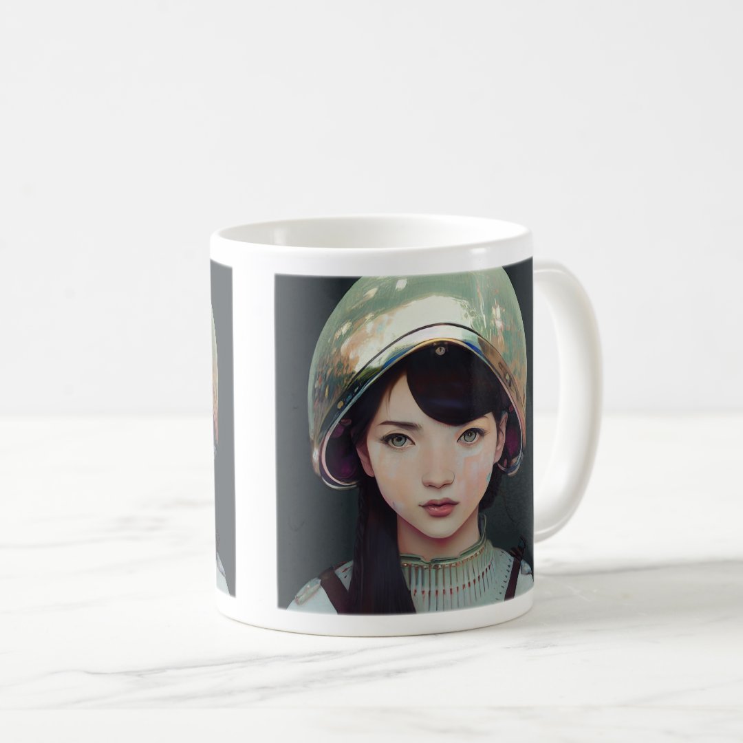 Anime Helmet Girl Classic Mug, 11 oz  Coffee Mug Anime Kupa Bardak Modern Anime Baskılı Kupa