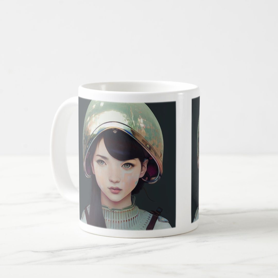 Anime Helmet Girl Classic Mug, 11 oz  Coffee Mug Anime Kupa Bardak Modern Anime Baskılı Kupa