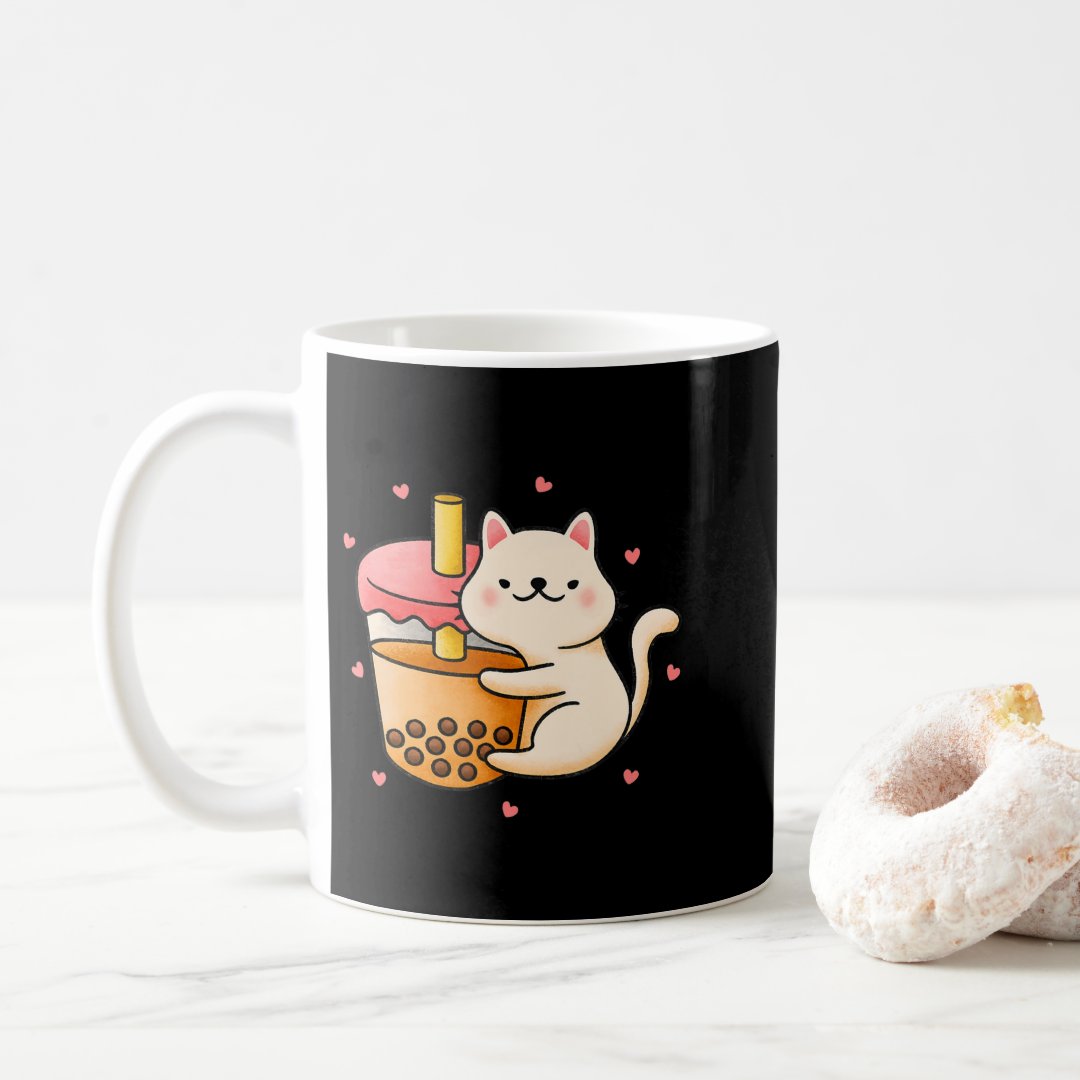 Anime Kawaii Cat Boba Bubble Tea Anime Merch Gifts Coffee Mug Anime Kupa Bardak Modern Anime Baskılı Kupa